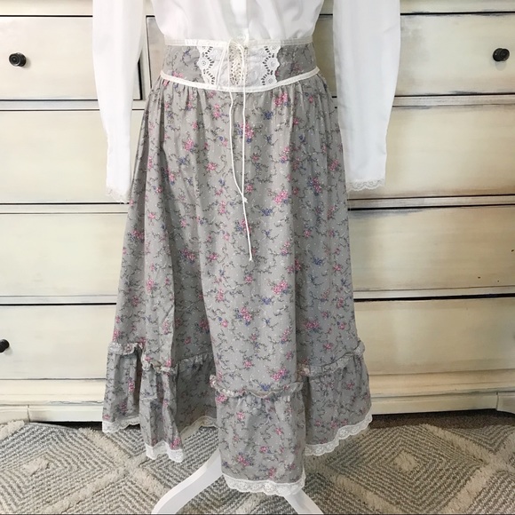 Gunne Sax 1970s Romantic Floral Corset Skirt 9 - Picture 13 of 13